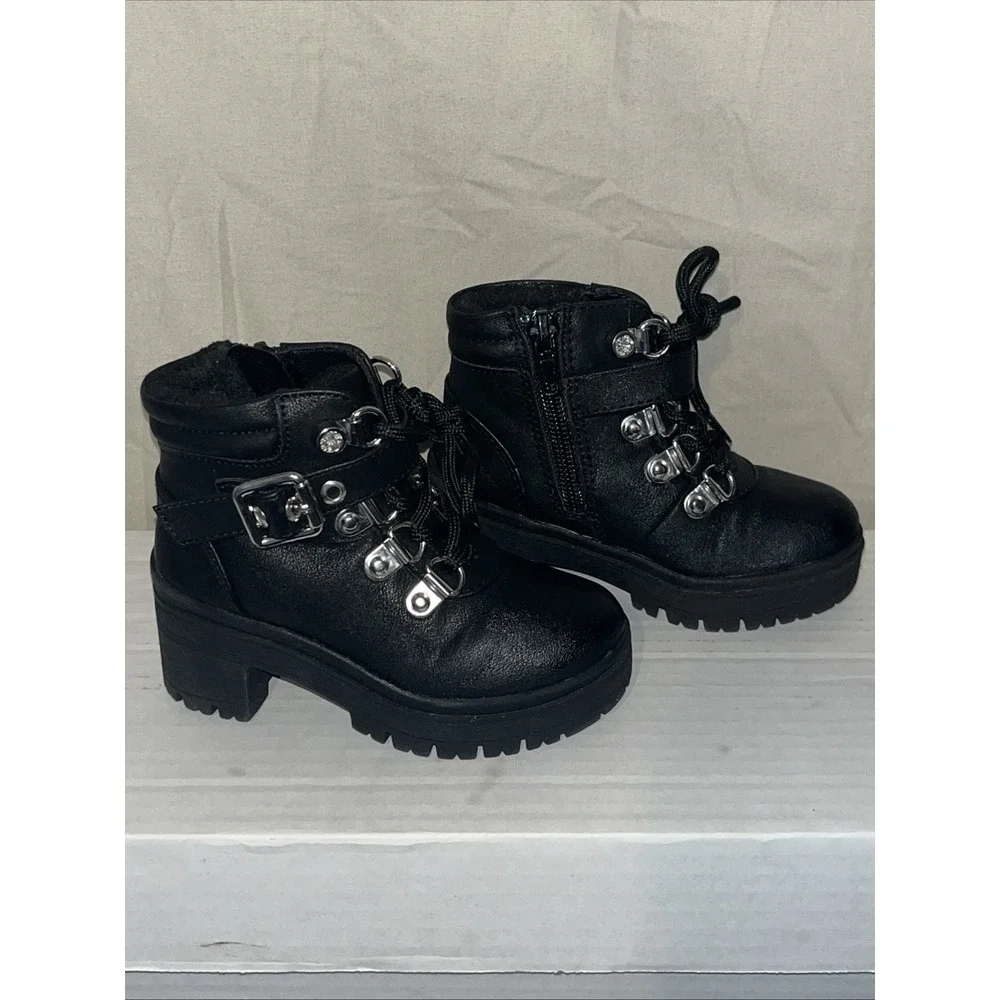 Girls Black Boots Combat Style Size 7 Lil Jett by Cupcake‎ Couture